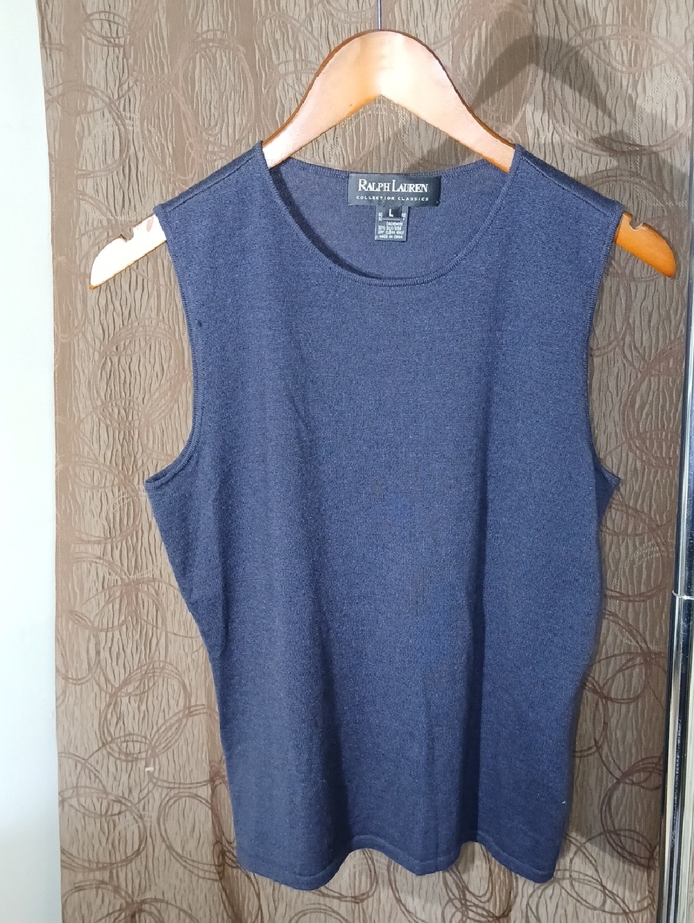 Ralph Lauren Wool, Silk & Chasmere Dark Navy Sleeveless Crewneck Tank